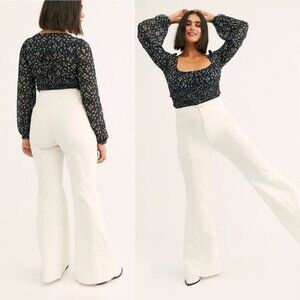 NWT Free‎ People CRVY Wild Honey Corduroy Flare Pants Size 35 New With Tags Boho